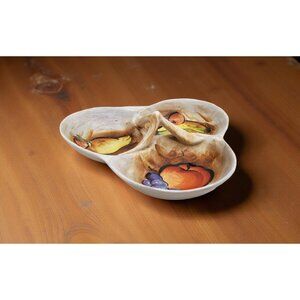 vintage mid century ucagco fruit design hand painted glazed pottery bowl